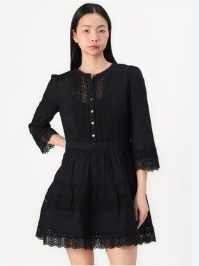 GAP ✨ Women’s Lace Trim Mini Dress Color Black Size Small TALL EUC